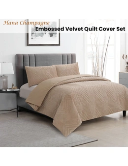 Ardor Hana Champagne Embossed Velvet Quilt Cover Set