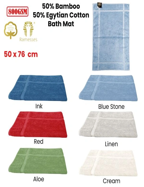 Ramesses 800GSM 50% Bamboo 50% Egyptian Cotton Bath Mat 50 x 76 cm, hi-res image number null