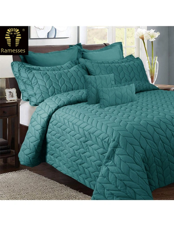 Ramesses 9 Pieces Ultrasonic Comforter Set Teal, hi-res image number null