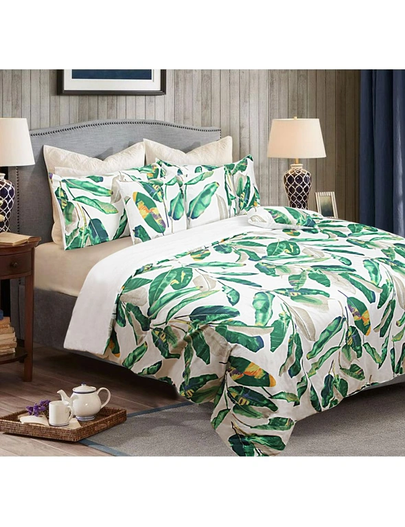 Shangri La 6 Piece Comforter Set Leaves Green, hi-res image number null