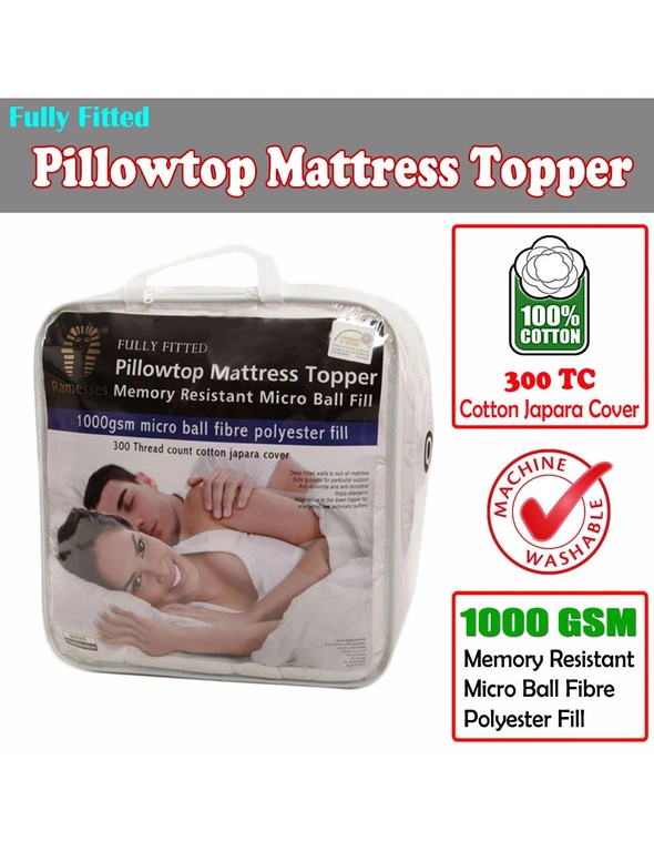 Ramesses Fully Fitted Pillowtop Mattress Topper, hi-res image number null