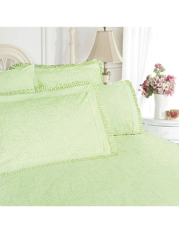 Shangri La Broderie Anglaise Quilt Cover Set Green, hi-res image number null