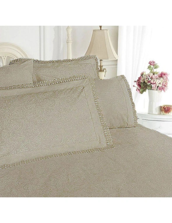 Shangri La Broderie Anglaise Quilt Cover Set Latte, hi-res image number null