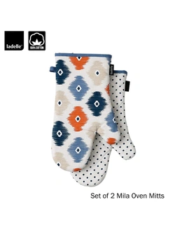 Set of 2 Mila Cotton Kitchen / BBQ Oven Mitts by Ladelle