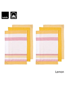 Set of 6 Dwell Stripe Cotton Tea Towels by Ladelle