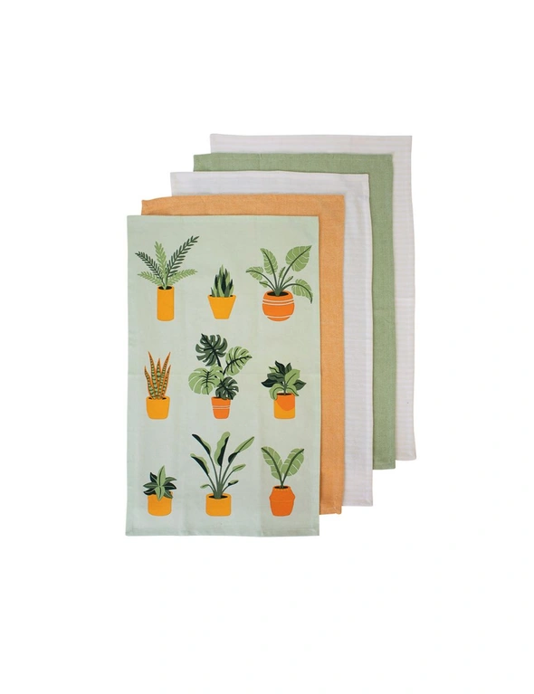 Ladelle Set of 5 Plant Life Cotton Kitchen Tea Towels 50 x 70 cm, hi-res image number null