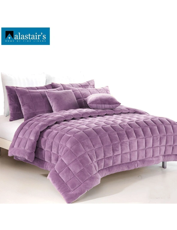 Augusta Faux Mink Quilt/Bedding Set Lilac by Alastairs, hi-res image number null