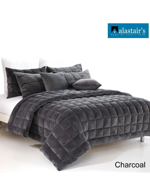 Augusta Faux Mink Quilt/Bedding Set Charcoal by Alastairs, hi-res image number null