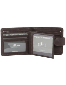 Milleni Mens Leather Bi-Fold Tab Wallet