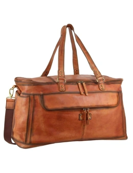 Pierre Cardin Burnished Leather Multi-Compartment Overnight Bag