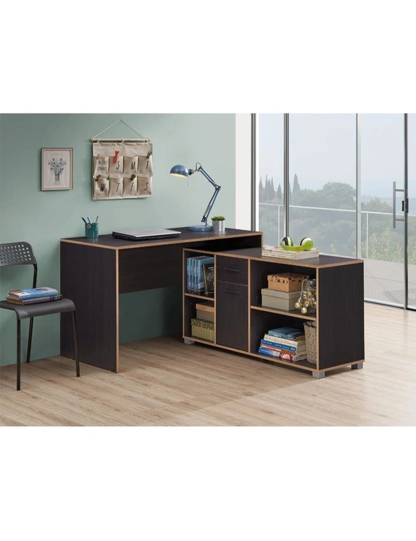 Deanes L-Shaped Executive Manager Office Corner Desk With Storage - Black, hi-res image number null