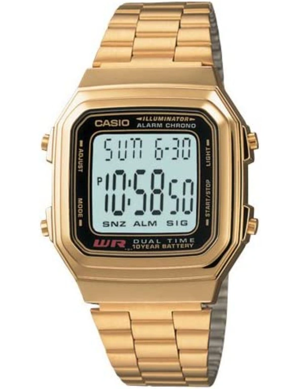 Casio Watch Vintage Retro A178WGA-1A Gold Colour Led Light, Alarm, Stopwatch, Dual Time, Water Resistant, hi-res image number null