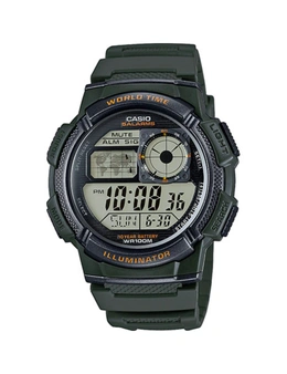 Casio Watch AE-1000W-3AVD  AE1000 AE-1000W Sports Swimming, World Time, 5-Alarms, Stopwatch,Timer, Green