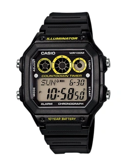 Casio Watch Men's Casual Sports AE-1300WH-1AV Alarm Stop Watch El Backlight Timer World Time 100 Metres Water Resistant