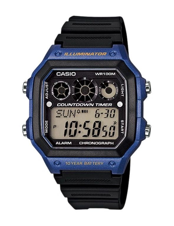 Casio Watch Men's Casual Sports AE-1300WH-2AV Alarm Stop Watch El Backlight Timer World Time 100 Metres Water Resistant, hi-res image number null