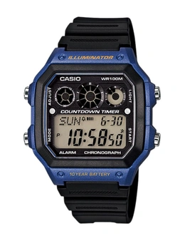 Casio Watch Men's Casual Sports AE-1300WH-2AV Alarm Stop Watch El Backlight Timer World Time 100 Metres Water Resistant