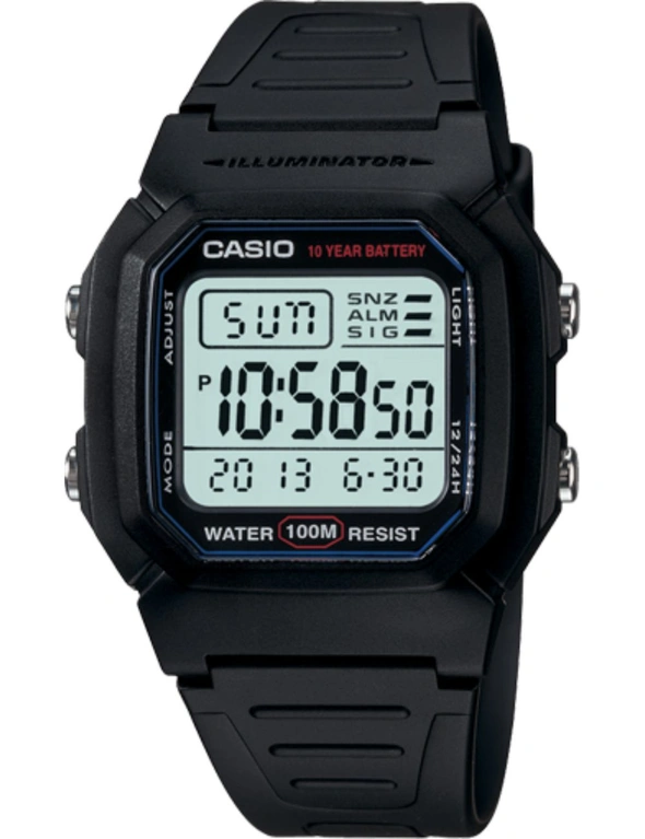 Casio Watch Sports Retro Swimming W-800H-1A W800 W-800 W-800H W800 100 Metres Water Resistant, hi-res image number null