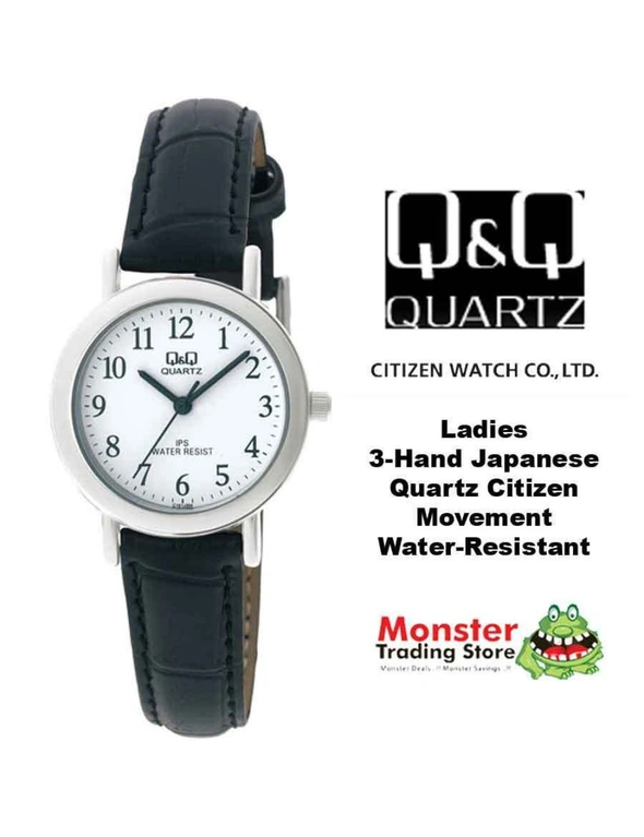 C151J304 Citizen Made Q&Q Japanese Quartz Leather Band Ladies Watch Water Resistant, hi-res image number null
