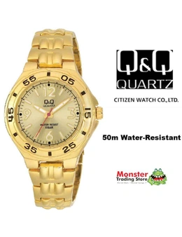Citizen Made QQ Japanese Quartz Gents Gold Colour Dress Watch 50-Metres Water Resistant F346-003