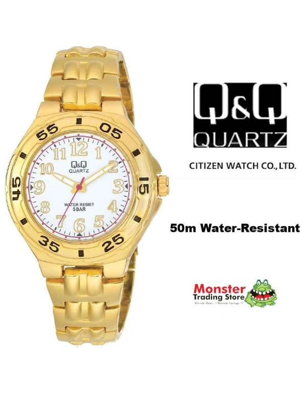 Citizen Made QQ Japanese Quartz Gents Gold Colour Dress Watch 50-Metres Water Resistant F346-004, hi-res image number null