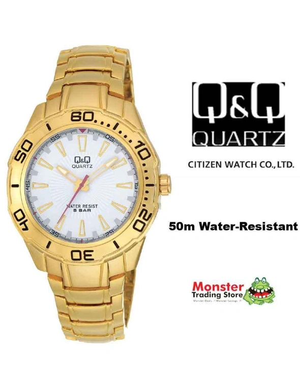 Citizen Made QQ Japanese Quartz Gents Gold Colour Dress Watch 50-Metres Water Resistant F348-001, hi-res image number null