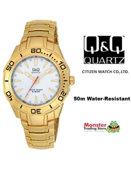 Citizen Made QQ Japanese Quartz Gents Gold Colour Dress Watch 50-Metres Water Resistant F348-001