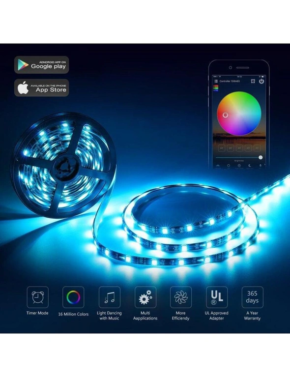 Smartphone Controlled LED Strip Light Kit, hi-res image number null