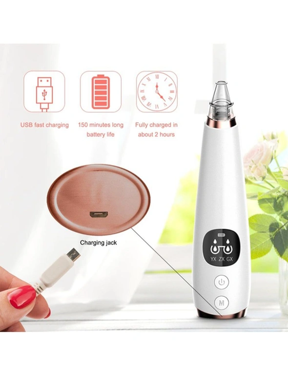 6 Nozzle Electric Vacuum Suction Blackhead Remover Pore Deep Cleaner for Face and Nose, hi-res image number null