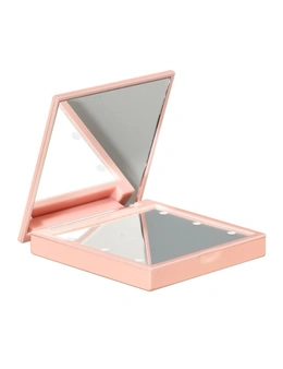 6 Built In LED Mini Handheld Folding Makeup Mirror Battery Operated