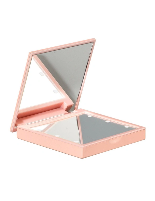 6 Built In LED Mini Handheld Folding Makeup Mirror Battery Operated, hi-res image number null
