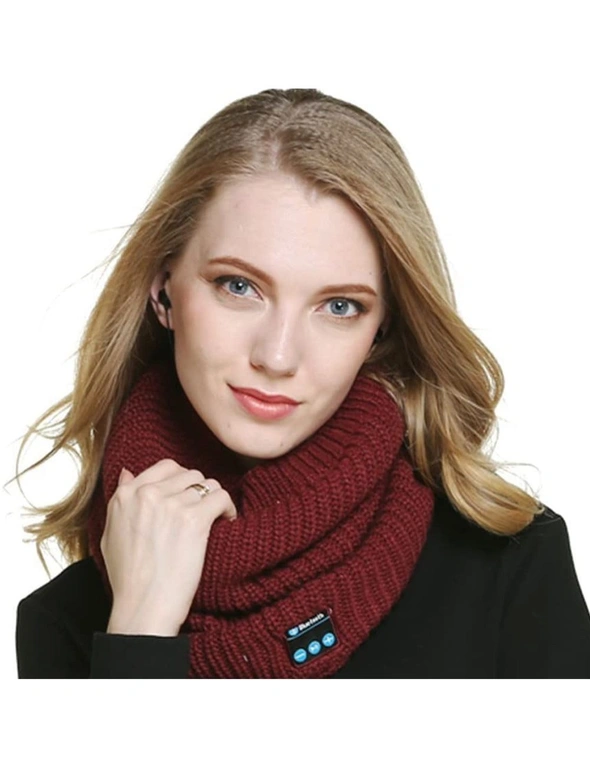 Washable Knitted Bluetooth Musical Headphone Scarf USB Charging, hi-res image number null