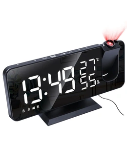 LED Big Screen Mirror Alarm Clock with Projection Display USB Plugged In