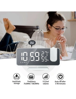 LED Big Screen Mirror Alarm Clock with Projection Display USB Plugged In