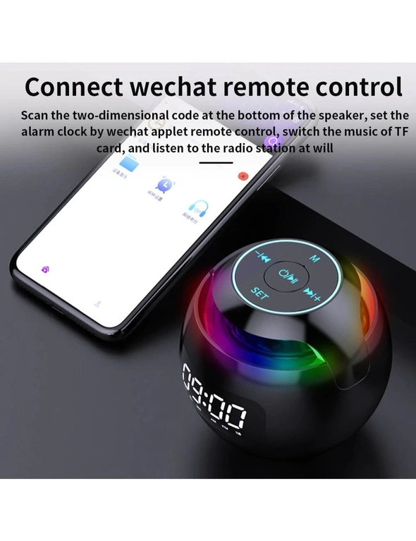 Wireless USB Rechargeable Spherical Speaker and Digital Clock, hi-res image number null