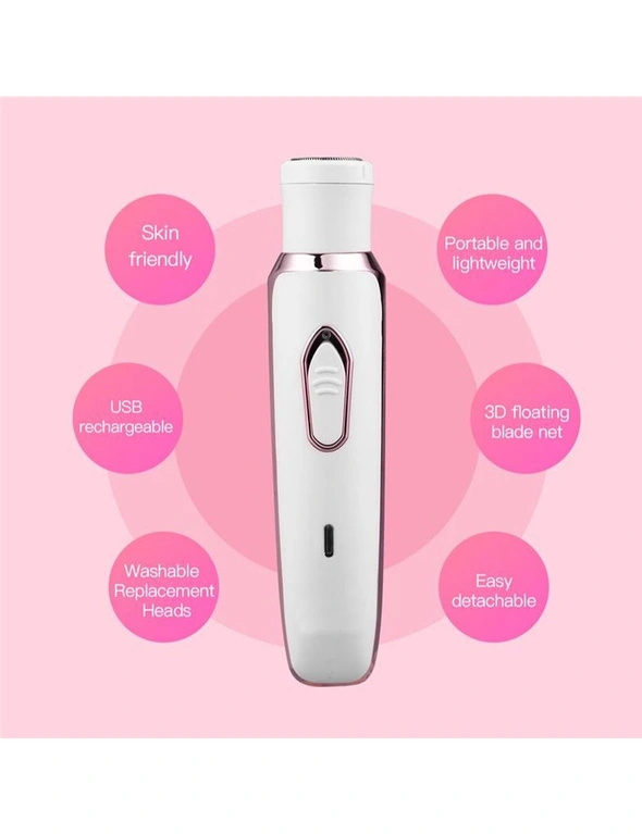4 In 1 Womens USB Rechargeable Painless Epilator Electric Shaver, hi-res image number null