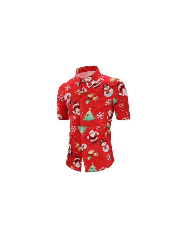 Men's Collared Short Sleeve Christmas Shirt, hi-res image number null