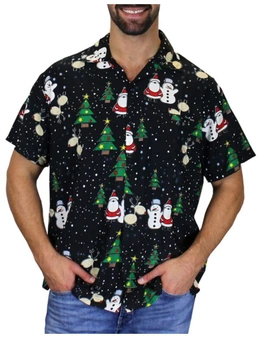 Men's Christmas Button Short Sleeve Shirt