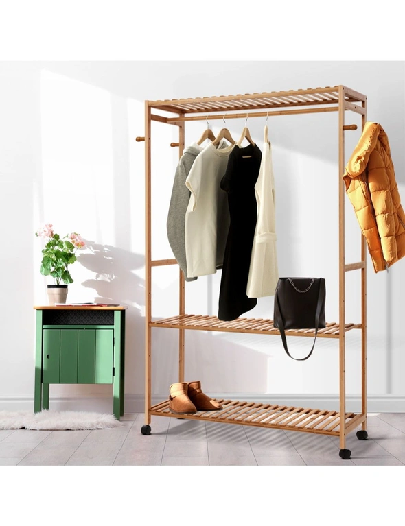 Artiss Bamboo Clothes Rack Coat Stand Garment Hanger Wardrobe