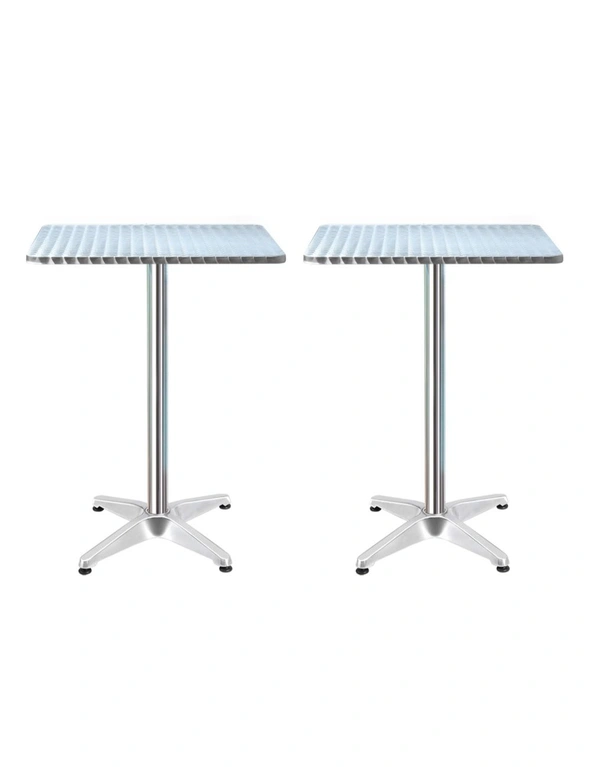 Gardeon 2pcs Outdoor Bar Table Furniture Adjustable Aluminium Square Cafe Table, hi-res image number null