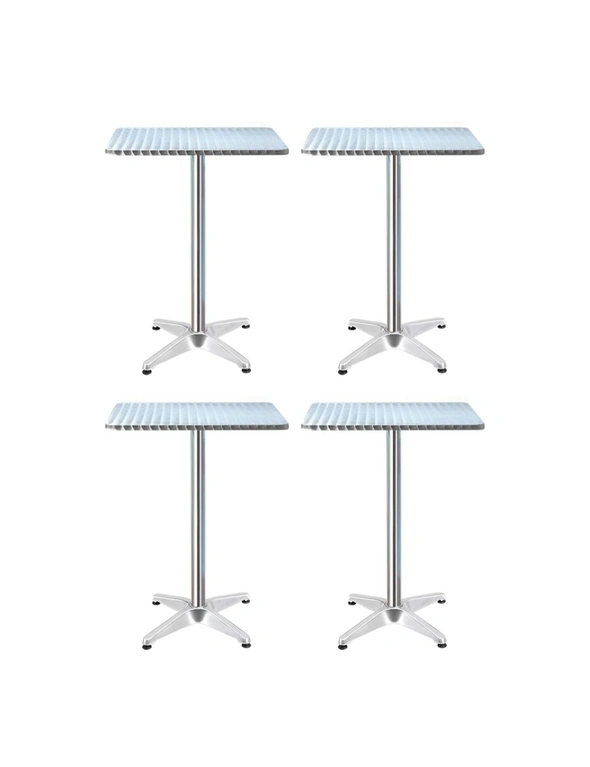 Gardeon 4pcs Outdoor Bar Table Furniture Adjustable Aluminium Square Cafe Table, hi-res image number null
