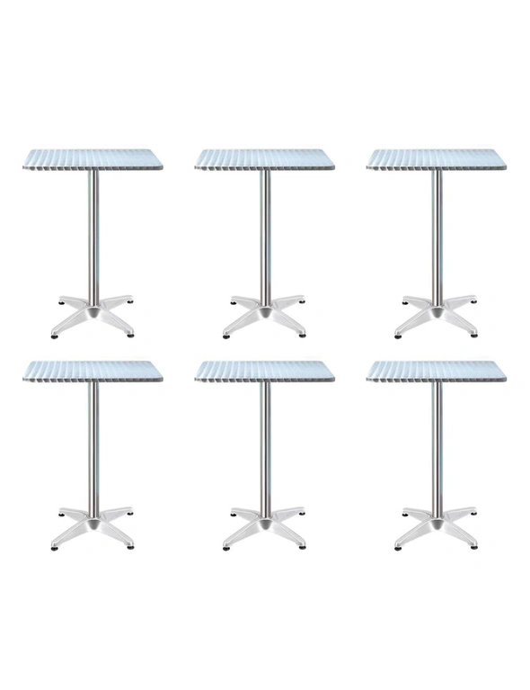 Gardeon 6pcs Outdoor Bar Table Furniture Adjustable Aluminium Square Cafe Table, hi-res image number null