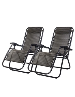 Gardeon Zero Gravity Recliner Outdoor Chair 2PC - Grey