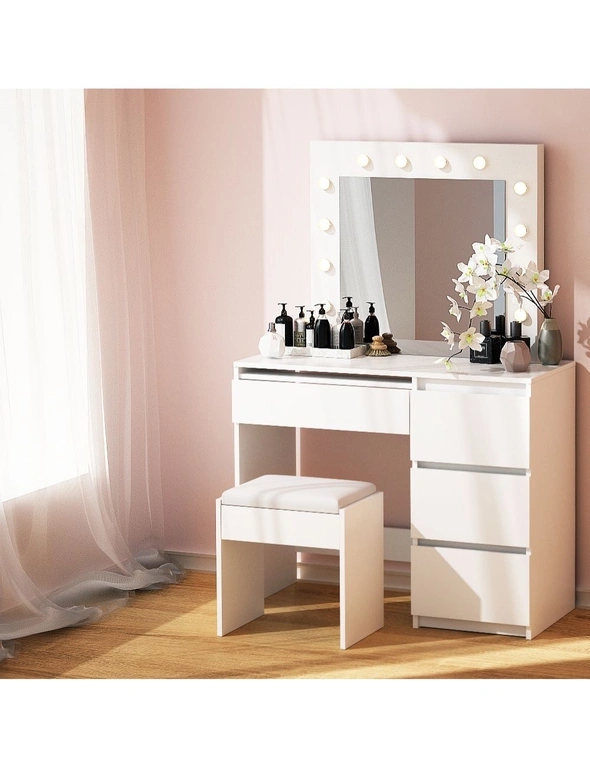 Artiss Dressing Table LED Makeup Mirror Stool Set 12 Bulbs Vanity Desk  White