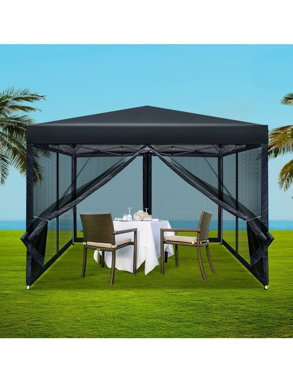 Gazebo with mesh clearance sides