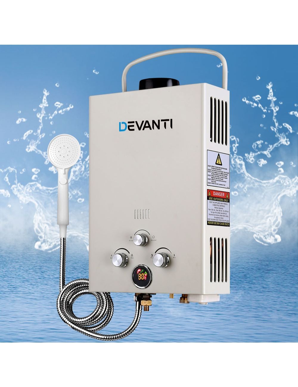 Devanti Outdoor Gas Hot Water Heater Portable Camping Shower 12v Pump Grey W Lane 4917