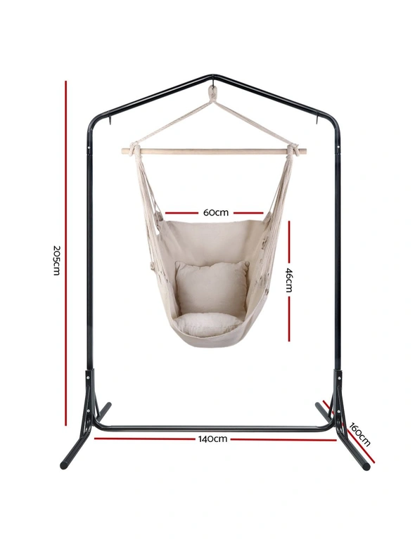 Gardeon Outdoor Hammock Chair with Stand Hanging Hammock with Pillow Cream, hi-res image number null