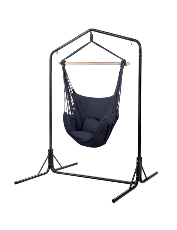 Gardeon Outdoor Hammock Chair with Stand Swing Hanging Hammock with Pillow Grey, hi-res image number null