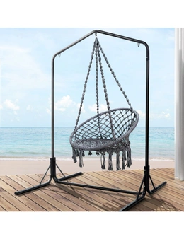 Gardeon Outdoor Hammock Chair with Stand Cotton Swing Relax Hanging 124CM Grey