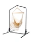 Gardeon Outdoor Hammock Chair with Stand Tassel Hanging Rope Hammocks Cream, hi-res