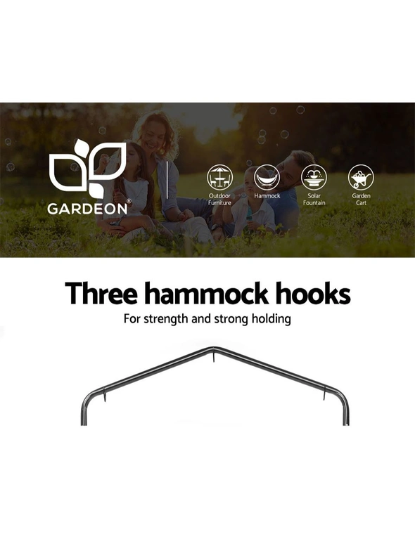 Gardeon Outdoor Hammock Chair with Stand Tassel Hanging Rope Hammocks Grey, hi-res image number null